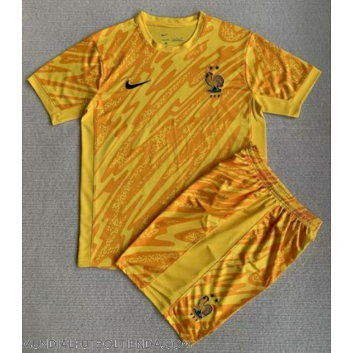 Camiseta Francia Portero Primera Equipación Replica Eurocopa 2024 para niños mangas cortas (+ Pantalones cortos)